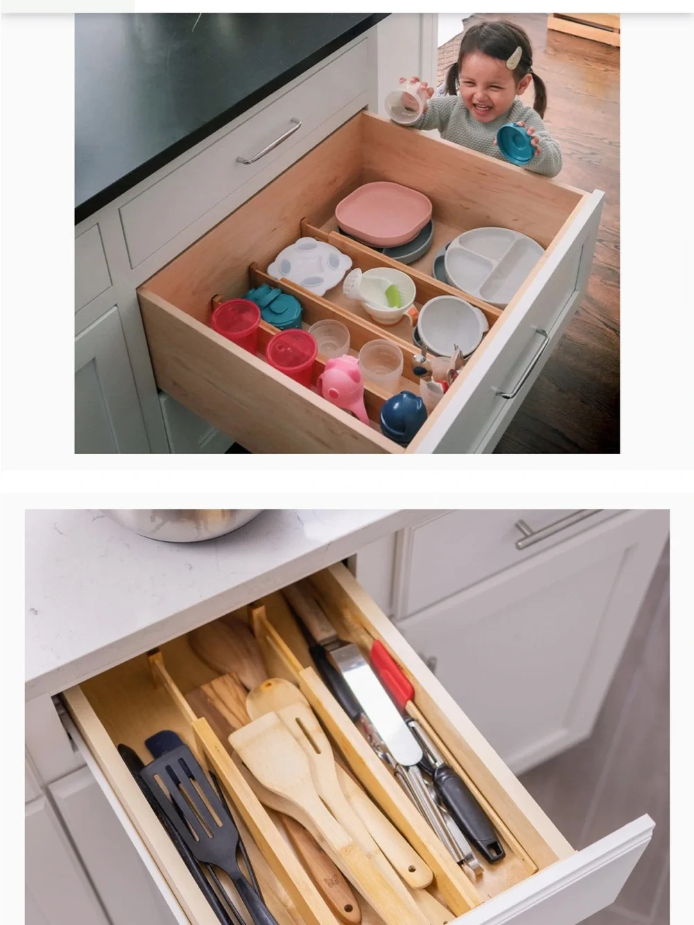 Bamboo Drawer Dividers - Natural Wood (6 Pack) - Picture 2 of 5